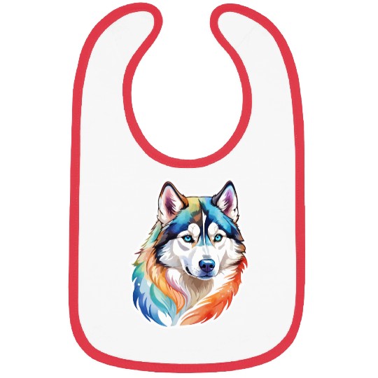 Siberian Husky Watercolor Bibs