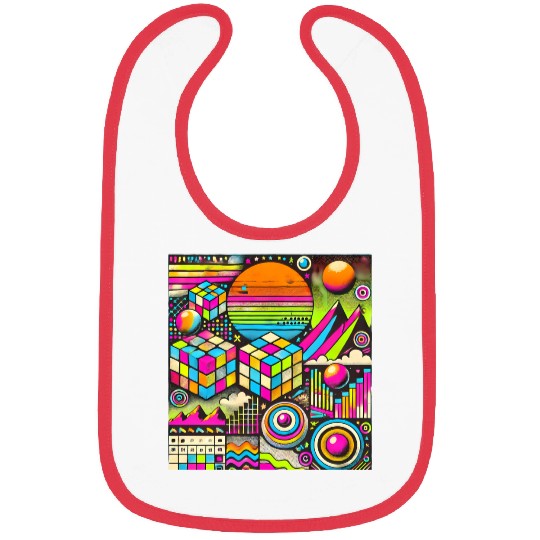 Neon Geometric Risograph Design Bibs