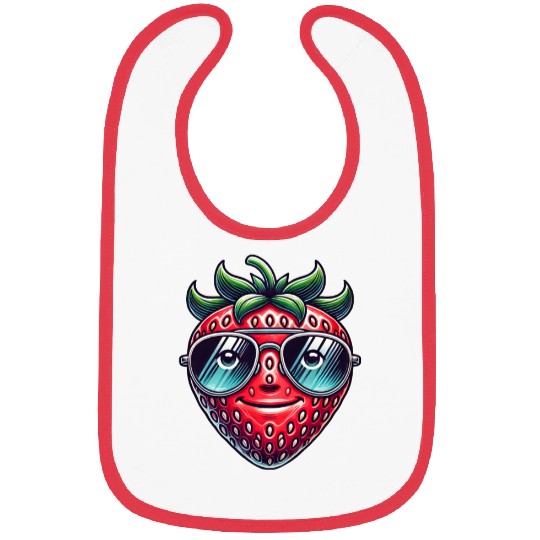 Cool strawberry with sunglasses summer fruit Bibs