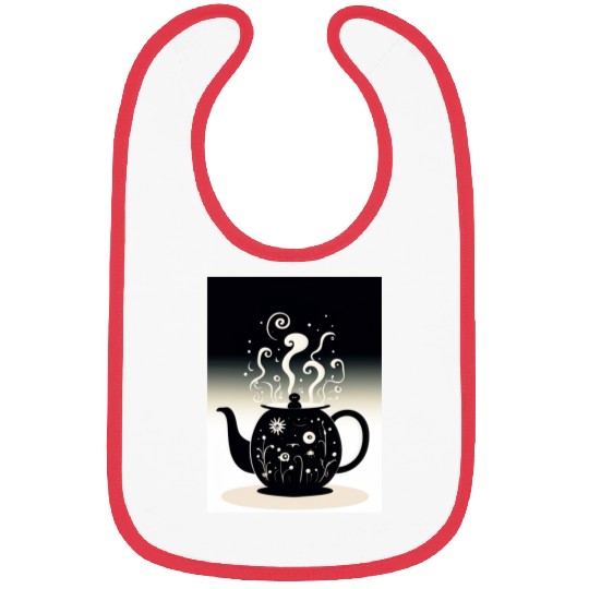 Unique Black Teapot Design for Tea Lovers Bibs