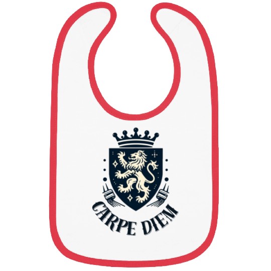 Carpe Diem - Elegant Heraldic Crest With Lion and Bibs
