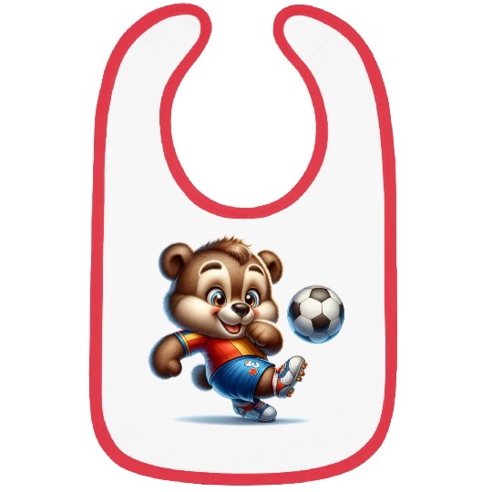 Cute Soccer Player Bear Bibs