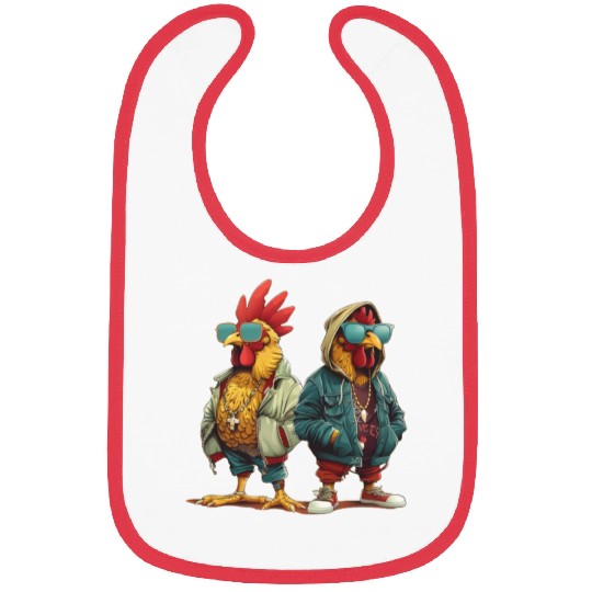 Streetwear-clad chickens with style Bibs