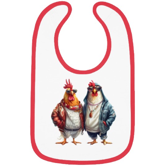 Streetwear-dressed chickens looking Bibs