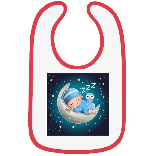 Sleeping baby on the moon with owl. Bibs