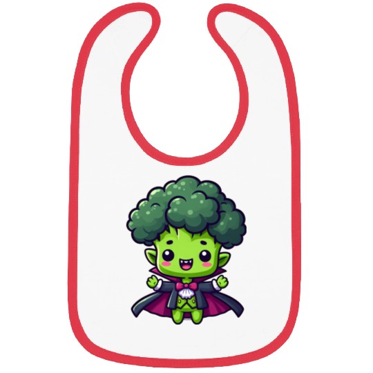 Cute Halloween Broccoli Vampire Cartoon Green Bibs