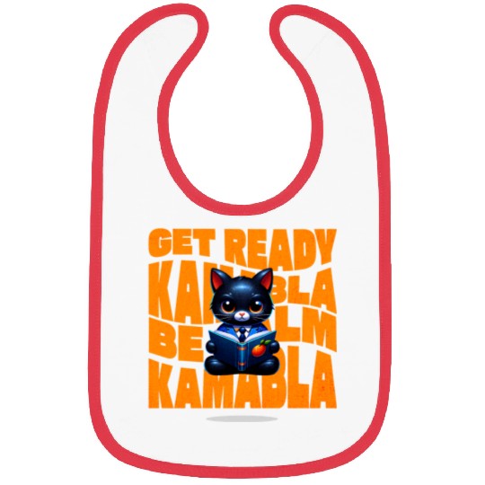 Regal Cat Kamabala Reading Orange Book Cartoon Bibs