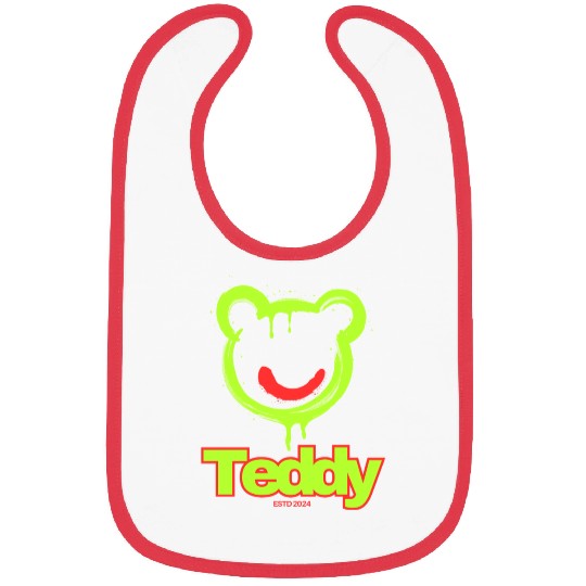 Neon Drip Teddy Bear Illustration Bibs