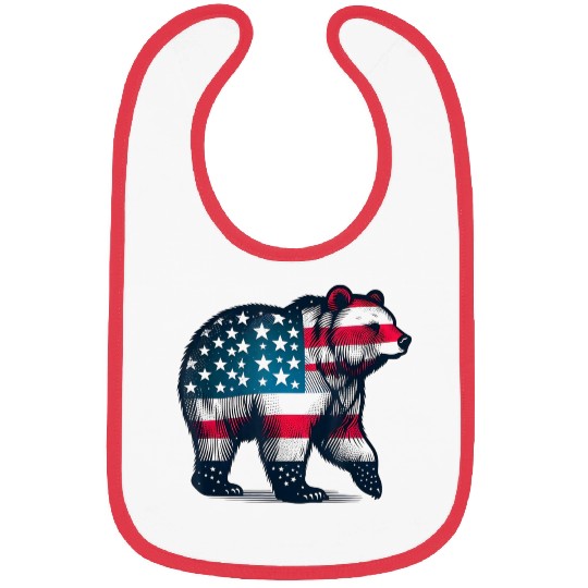 4th Of July Bear Patriotic American Flag Grandpa Bibs