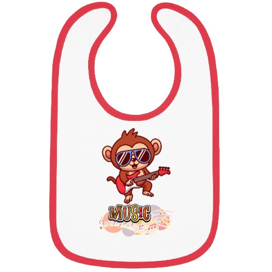 Monkey playing guitar Bibs