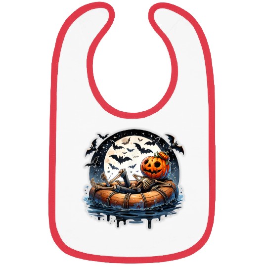Halloween Skeleton Funny Pumpkin Beach Vacation Bibs
