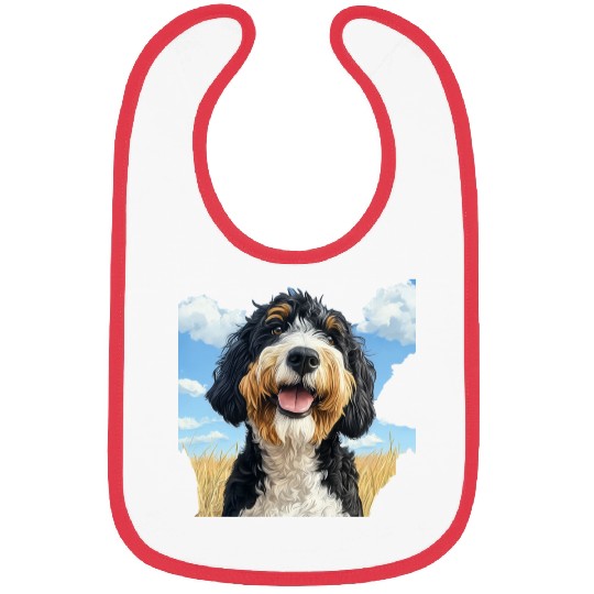 Bernedoodle Field Nature Bernedoodle Watercolor 2 Bibs