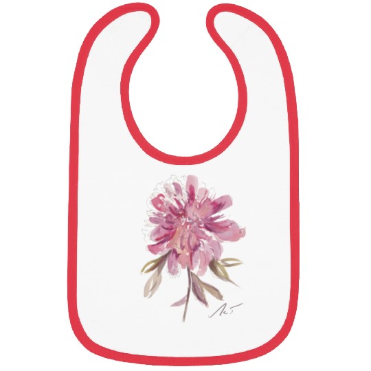 Peony loose watercolor hand-painted Bibs