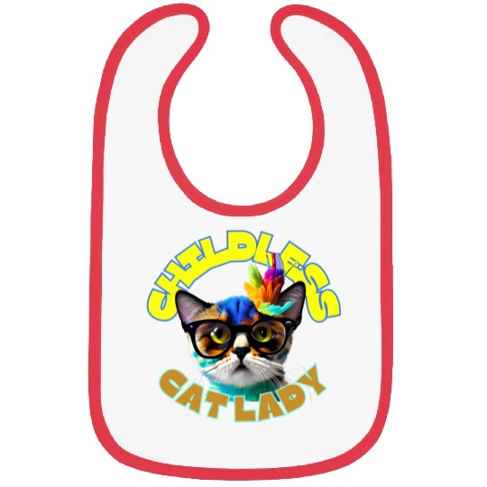 Colorful Cat with Glasses - Childless Cat Lady Bibs