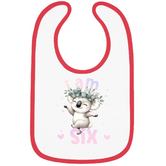 6th Birthday Girl Koala bear 6 Years Old Six 6 Bir Bibs