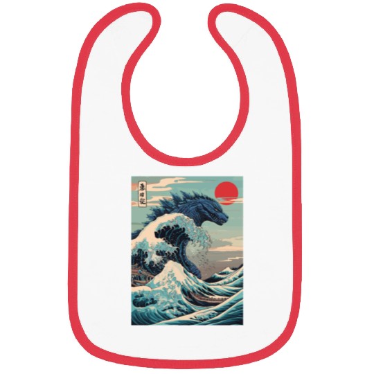 Kaiju Monster Japanese Great Wave Anime Graphic Bibs