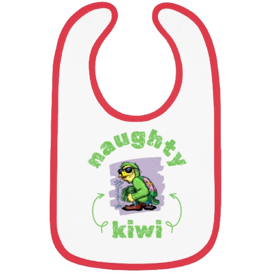 Funny naughty green kiwi bird Bibs