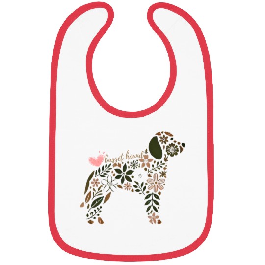 Floral Basset Hound Silhouette: Nature-Inspired Do Bibs