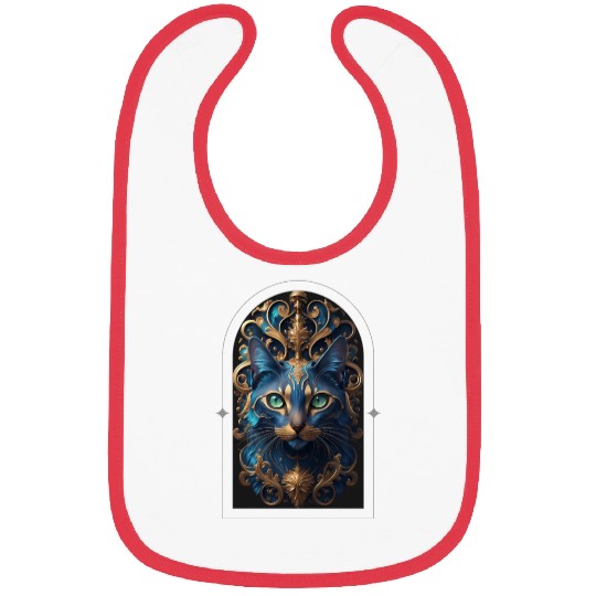 Elegant stylish blue and gold cat face Bibs