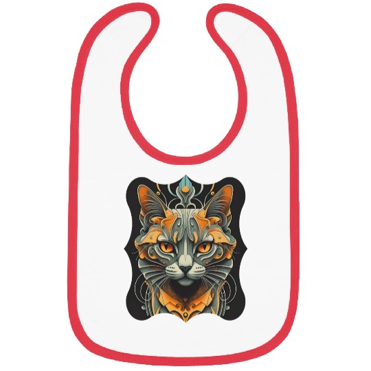 Elegant stylish black and gold cat face Bibs