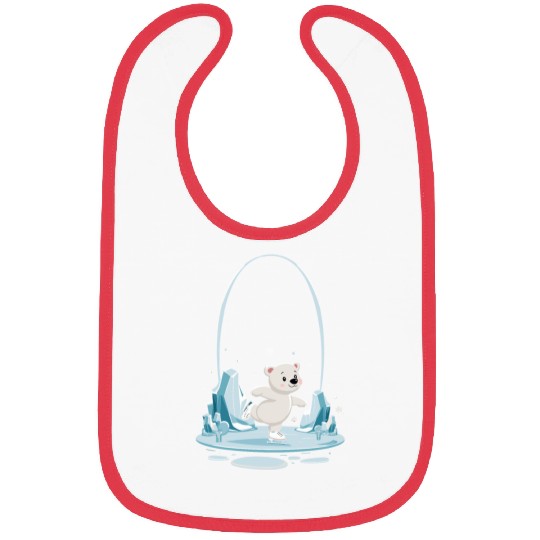 Adorable Ice Skating polar bear with Snowflakes Bibs