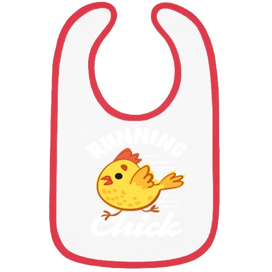 Funny Yellow Chick Running Chick Bibs