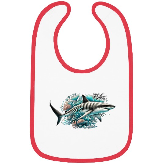 Big Shark On An Underwater Reef Bibs