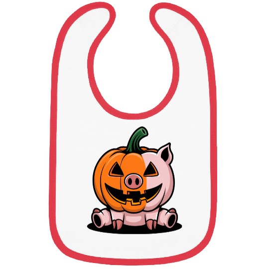 Halloween pig pumpkin comic funny whimsical Bibs