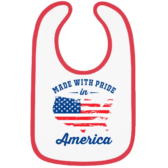 Made With Pride in America Patriotic USA Map with Bibs