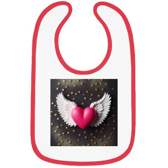 Hot Pink Heart with Wings Bibs