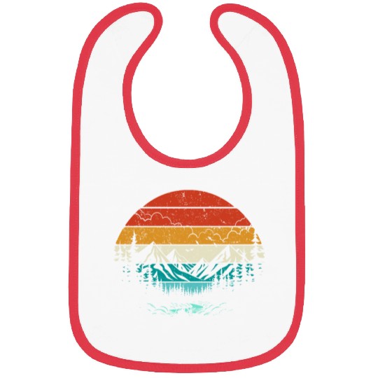 Retro Sunset Mountains Nature Outdoor Hiking Bibs
