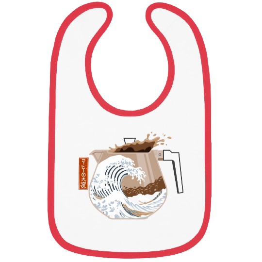 The Great Wave of Coffee Artistic Caffeine Lover Bibs