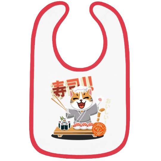 Sushi Chef Cat Adorable Culinary Cat Design Bibs