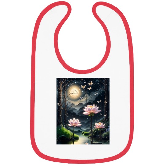 Lotus Blossoms Under the Moonlight Bibs