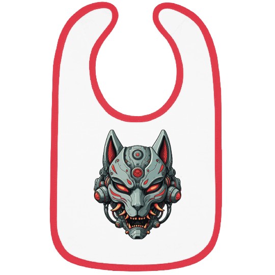 Kitsune Cyberpunk Mask: Mecha Robot Warrior Bibs