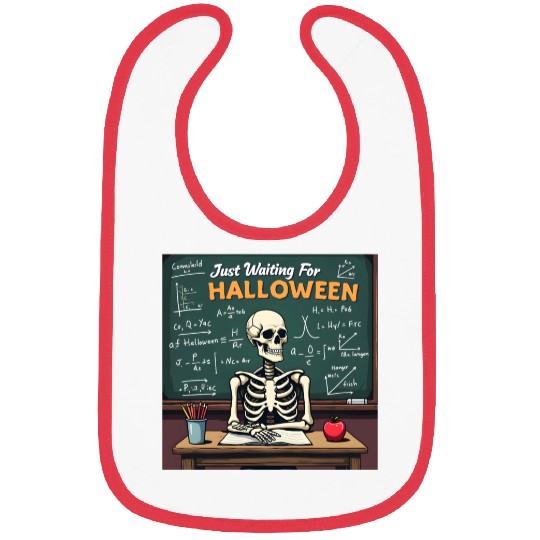 Just Waiting for Halloween Teacher Skeleton Funny Bibs