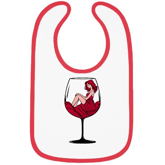Lady in Red Wine Glass Bibs