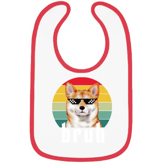 Funny Dog Bruh Meme Saying Best Dog Shiba Inu Dad Bibs