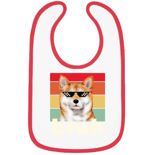 Funny Dog Bruh Meme Saying Best Dog Shiba Inu Dad Bibs