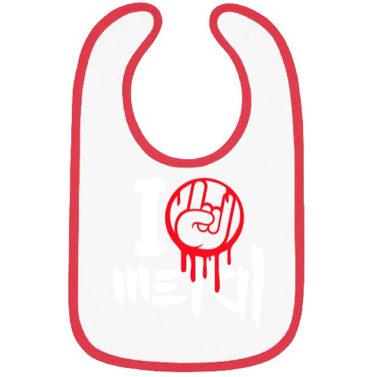 I Love Heavy Metal Hard Rock Music Graffiti Heart Bibs