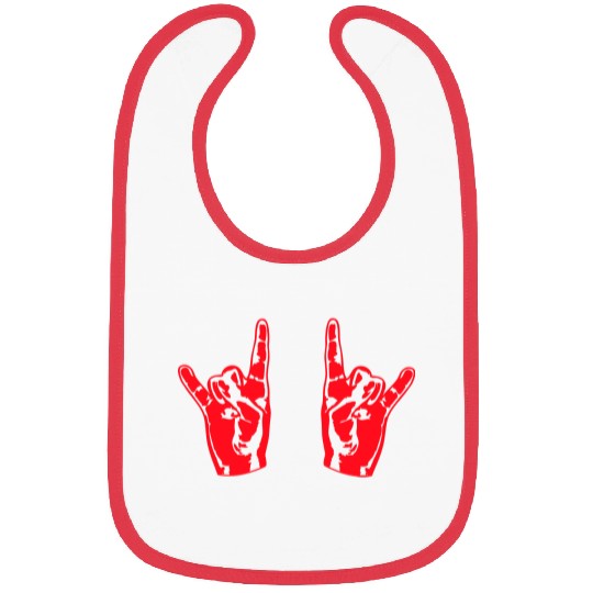 Two heavy metal hard rock horn finger hand gesture Bibs