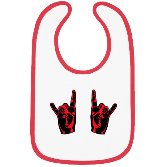 Two heavy metal hard rock horn finger hand gesture Bibs
