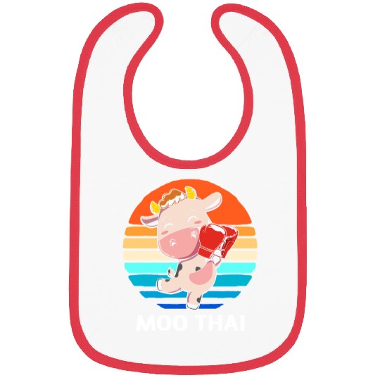 Retro Cow Moo Thai Boxing Animal Pun Muay Thai Bibs