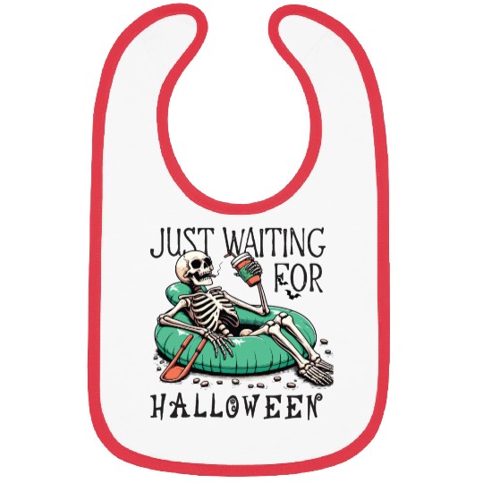 Waiting for halloween saying skeleton at pool Bibs