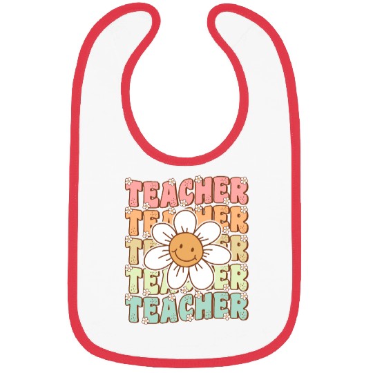 Groovy Teacher Cute Daisy Flower Back to School Bibs