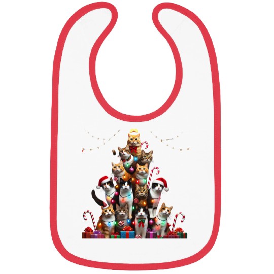 Christmas Cats Tree with Lights and Gifts Bibs