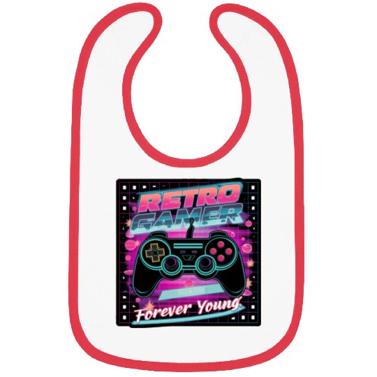 Retro Gamer Forever Young 01 sticker Bibs