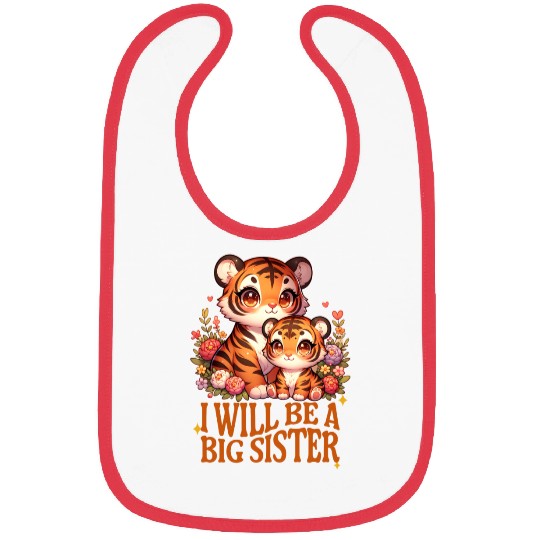 I'm Going To Be A Big Sister Sweet Tigers Bibs