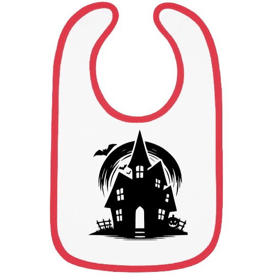 Bat Full Moon Haunted House Halloween Tattoo Bibs