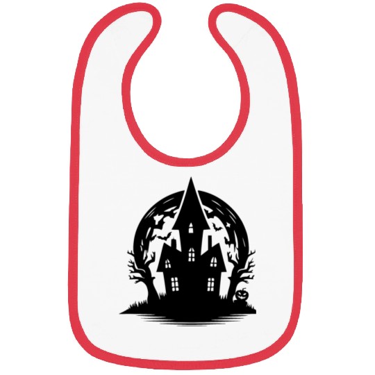 Spooky Haunted House Full Moon Halloween Party Bibs